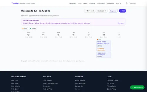 Auto-Booking Calendar screenshot